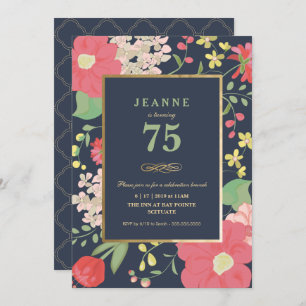 Birthday Invitation - Gold, Elegant Floral