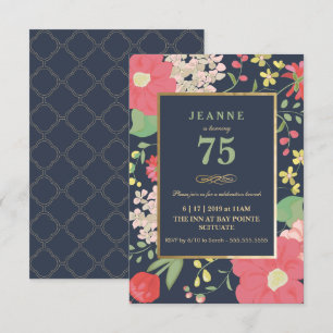 Birthday Invitation - Gold, Elegant Floral
