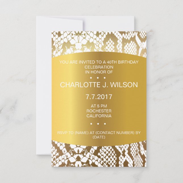 Birthday Invitation Golden Python Skin Vip (Front)