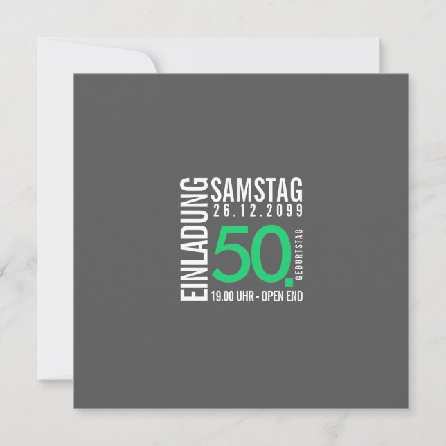 Birthday Invitation (Gray or custom colors) (Front)