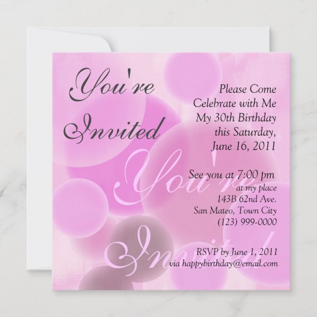 Birthday Invitation in Pink (Front)
