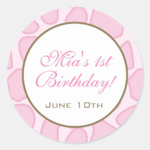 Birthday Invitation or Favour Sticker - Pink