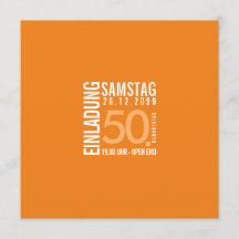 Birthday Invitation (Orange or custom colors)