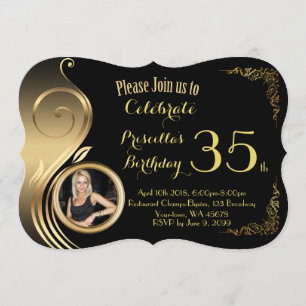 Birthday Invitation PHOTO,any age,Gatsby style