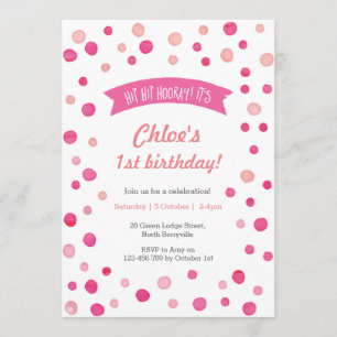 Birthday Invitation Pink confetti spots