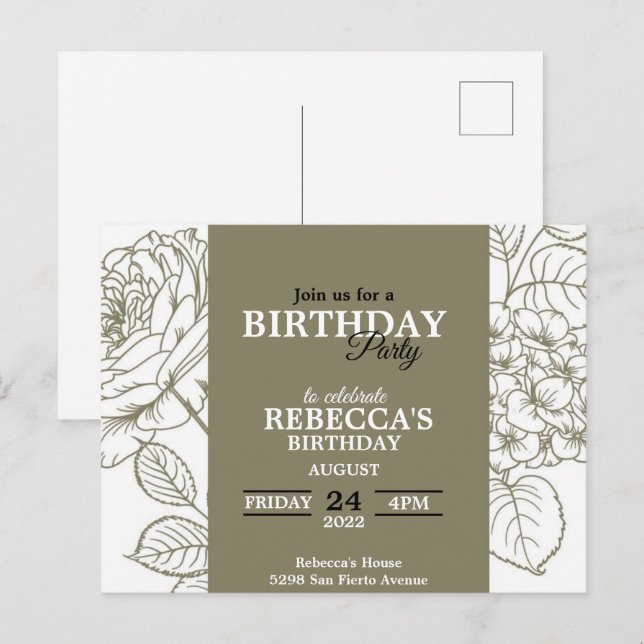 Birthday Invitation Postcard (Front/Back)