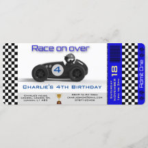 Birthday Invitation Racing Car Theme personalised