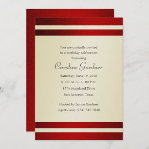 Birthday Invitation Red and Ivory