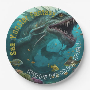 Birthday Invitation Sea Monster Fantacy Paper Plate