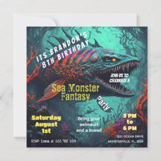 Birthday Invitation Sea Monster Fantasy