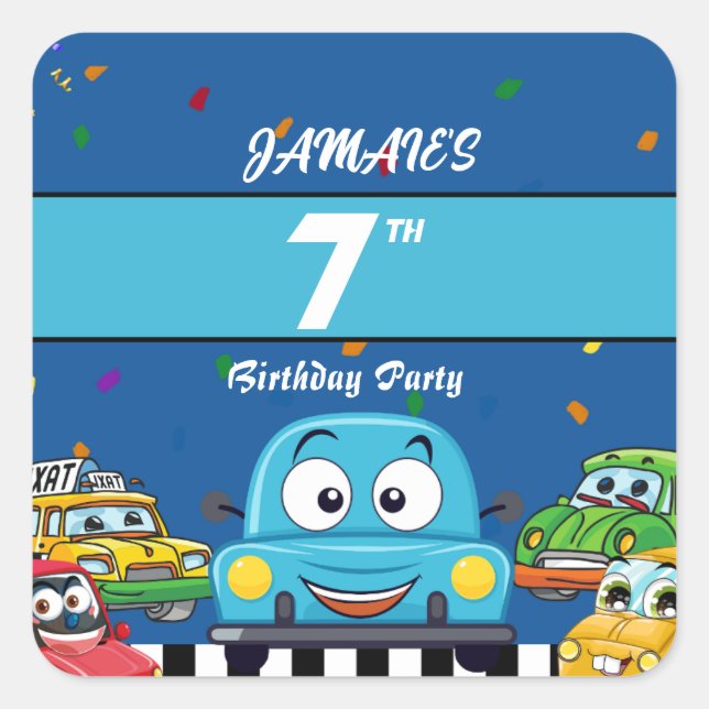 Birthday Invitation Square Sticker (Front)