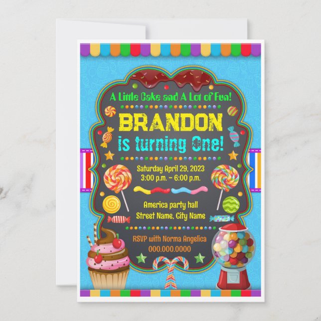 Birthday invitation Sweet candy (Front)