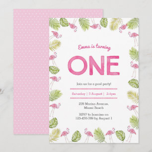 Birthday Invitation   tropical flamingo