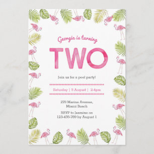 Birthday Invitation   tropical flamingo