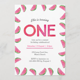 Birthday Invitation   tropical watermelon pink