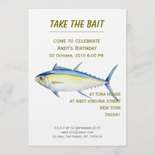 Birthday Invitation tuna illustration