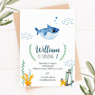 Birthday invitation with Baby Shark