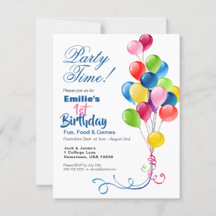 Birthday Invitation with Colourful Balloons