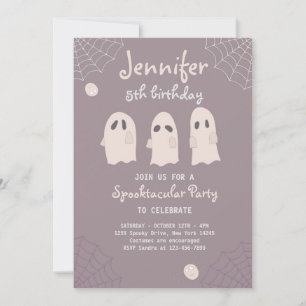 Birthday invitation with funny ghosts and spiders.