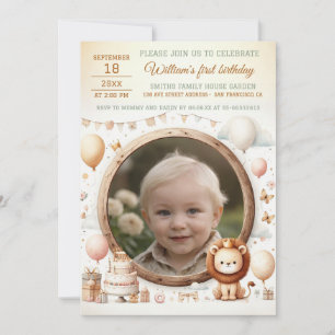 Birthday Invitation with lion cub Frame for Photo