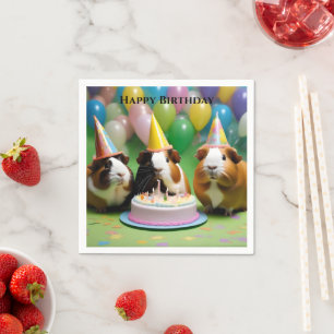 Birthday Invitation With Party Guinea Pigs, Napkin