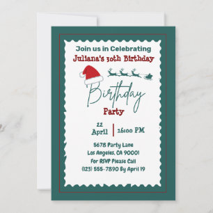 Birthday Invitation with Santa Hat