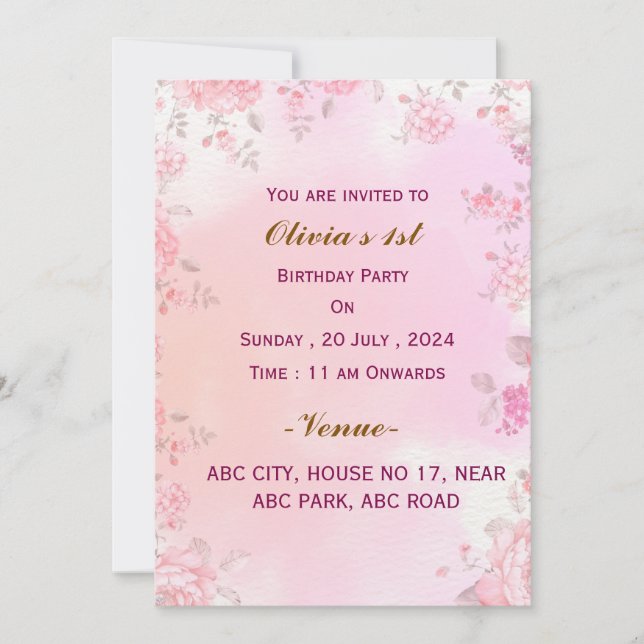 Birthday Invitations  (Front)