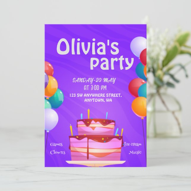 Birthday Invitations for Boys and Girls  (Standing Front)