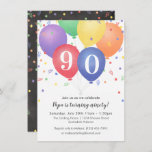 Birthday Invitations with bright coloured balloons<br><div class="desc">Celebrate your loved one's milestone birthday with these adorable balloon invitations! With bright colours of blue, purple, green, red and yellow balloons and colourful confetti, it's perfect for any age from 10 to 99! Age is editable on the balloon. Perfect to celebrate any milestone whether it's sweet 16, their 21st,...</div>