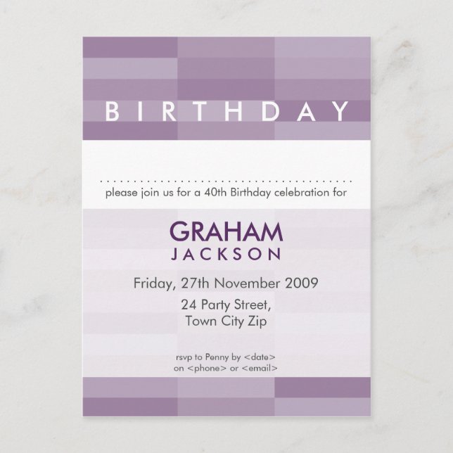 BIRTHDAY INVITE :: modern rectangular panel 4 (Front)