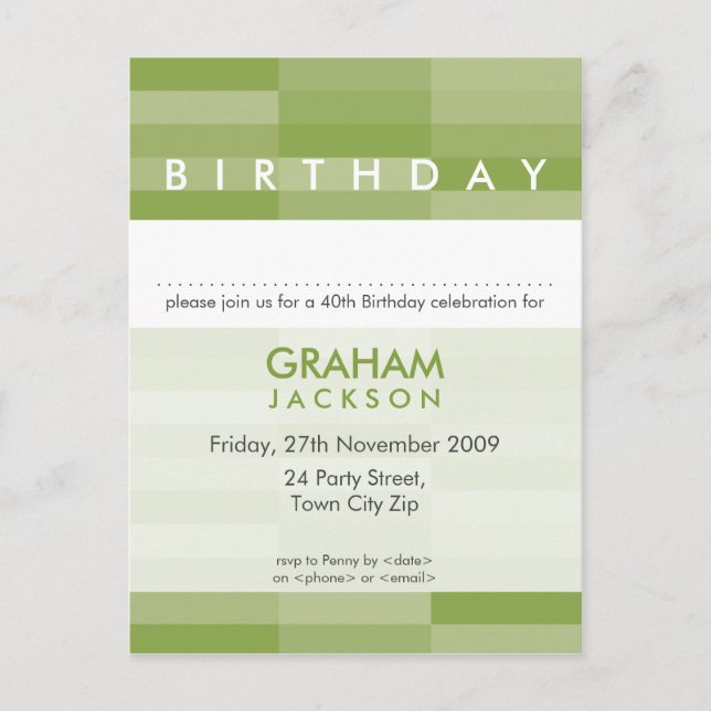 BIRTHDAY INVITE :: modern rectangular panel 5 (Front)
