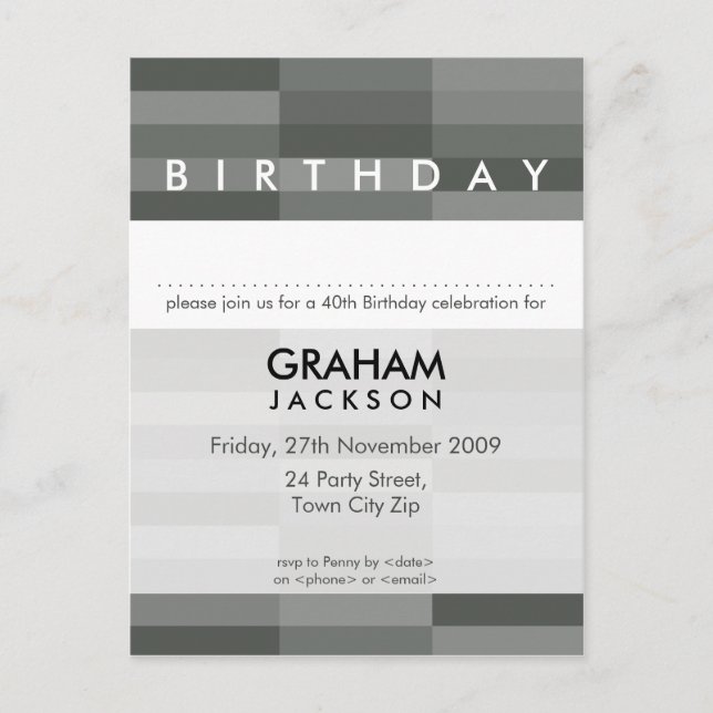 BIRTHDAY INVITE :: modern rectangular panel 7 (Front)