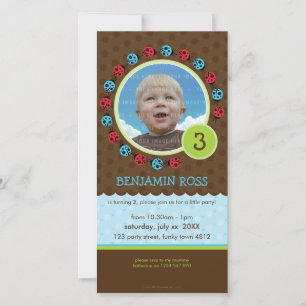 BIRTHDAY INVITE PHOTOCARD :: ladybird circle 1P