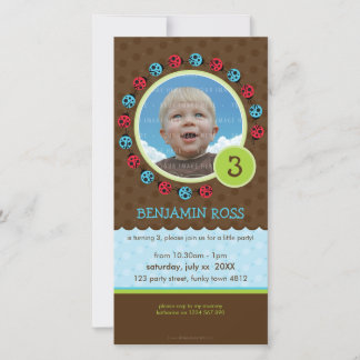 BIRTHDAY INVITE PHOTOCARD :: ladybird circle 1P