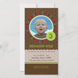 BIRTHDAY INVITE PHOTOCARD :: ladybird circle 3P