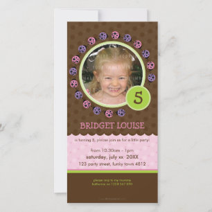BIRTHDAY INVITE PHOTOCARD :: ladybird circle 4P