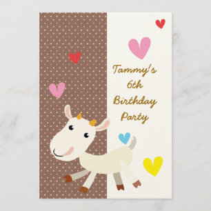 Birthday Invite with Cute Cartoon Goat