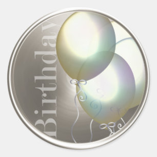 Birthday Iridescent Balloons Silver Envelope Seal