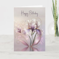 Birthday Iris Flower With Gold Etching
