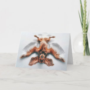 Birthday Irish Setter Snow Angel Card