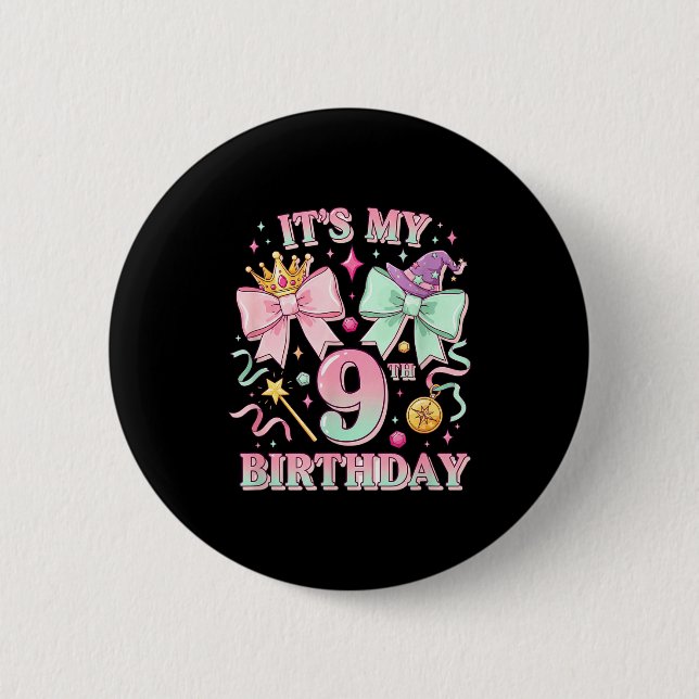 Birthday It's My 9th Birthday Cute Magical Princes 6 Cm Round Badge (Front)