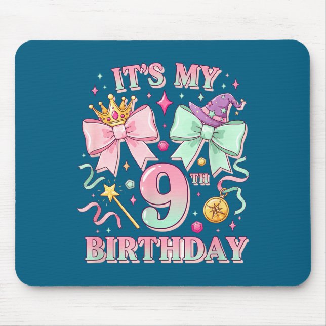 Birthday It's My 9th Birthday Cute Magical Princes Mouse Mat (Front)