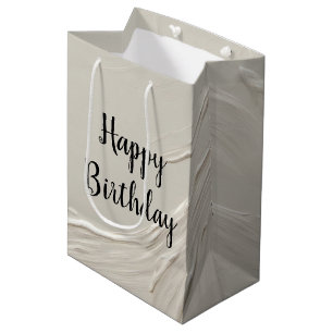 Birthday Ivory Abstract Textured Design Medium Gift Bag