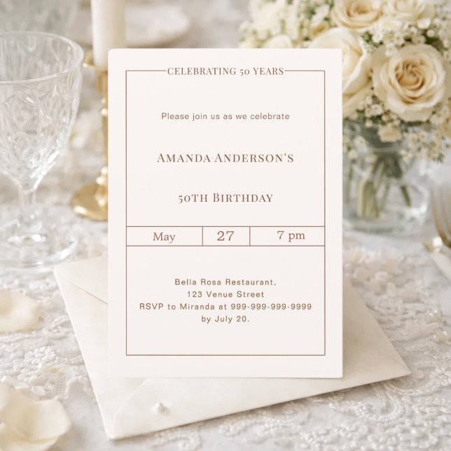 Birthday ivory simple timeless invitation (Creator Uploaded)