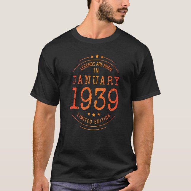 Birthday January 1939 Year  Used Legends T-Shirt (Front)