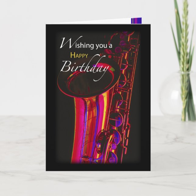 Birthday Jazz, Saxophone Card (Front)