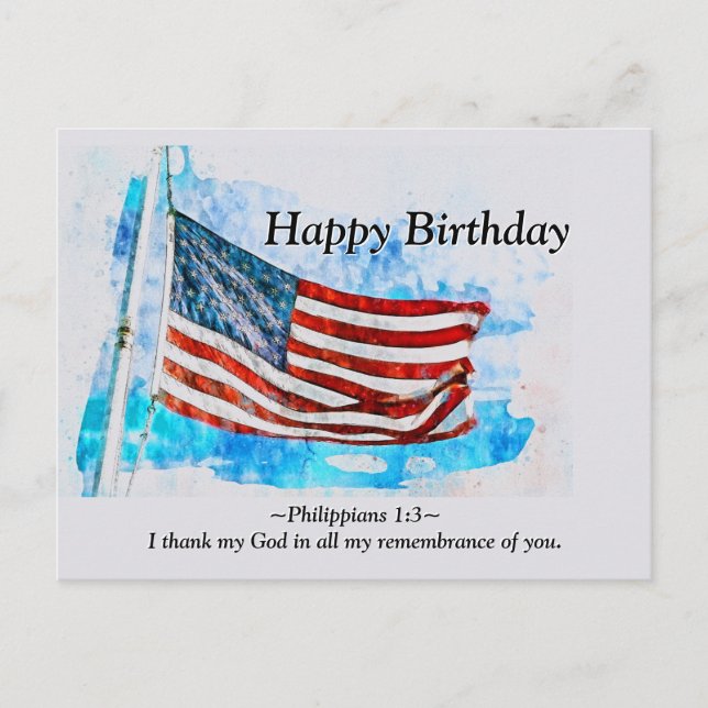 Birthday Jeremiah 29:11 Bible American Flag Postcard (Front)