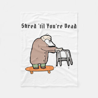 Birthday Joke With Funny Old Man Skateboarding  Fleece Blanket