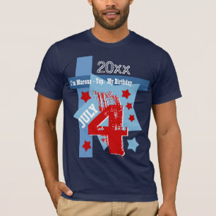 BIRTHDAY July 4th RED WHITE BLUE Custom Year V11BC T-Shirt