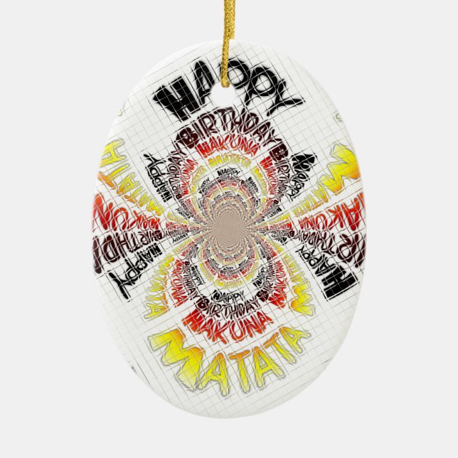 Birthday Kaleidoscope Art Print Ceramic Tree Decoration (Front)
